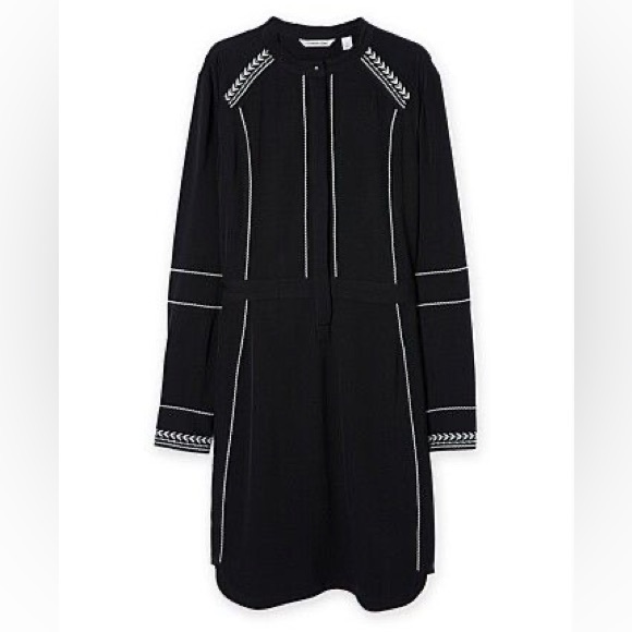 COUNTRY ROAD Embroidered Black Long Sleeve Shirt Dress - Picture 9 of 16